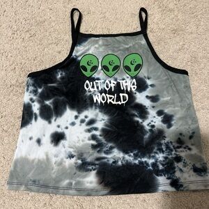 Alien Graphic Tie-Dye Tank Top